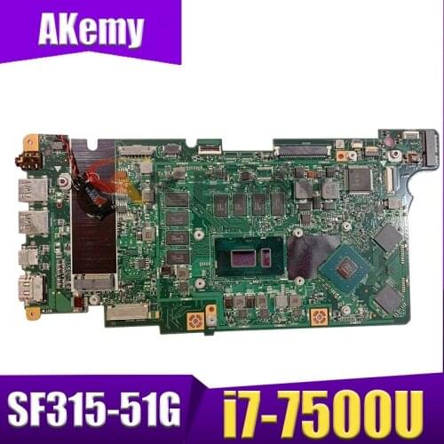 Akemy laptop Motherboard For ACER Aspire SF315-51G i7-7500U Mainboard BE5EA SR341 With 8GB RAM