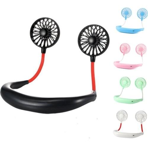 USB Outdoor Sports Mini Hanging Neck Fan Portable Leafless Small Fan Hanging Neck Lazy Ultra-quiet Electric Fan