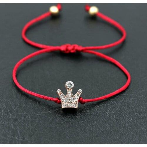 Minimalism style Micro CZ Crown Women Bracelet Thin Red Rope Thread Strings Bracelets For Girls Couples Female Jewelry Love Gift