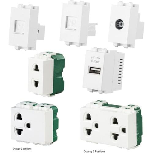 DIY Socket modules US Plastic Power Sockets Accessories functional panels combined accordingly USB TEL TV Internet Dual Socket