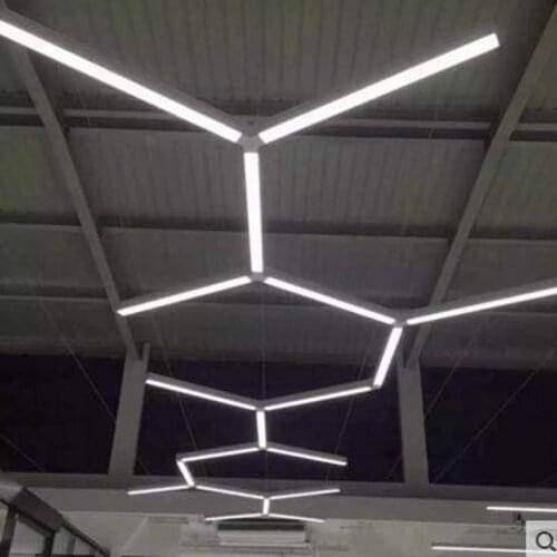 Can be stitching LED right angle chandelier long bar lights office chandelier lighting simple modern aluminum fluorescent lamp