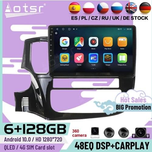 6+128G Carplay Multimedia Android 10 Player For Mitsubishi Outlander 2014 2015 2016 2017 2018 2019 GPS Radio Receiver Head Unit