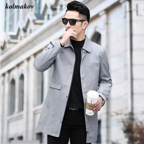 New Arrival Autumn Style Men Boutique Trench Jacket Coat Fashion Casual Solid Mens Leisure Slim Thin Overcoat Dress Size M-4XL
