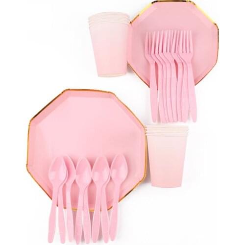 Birthday Party Decorations Kids Baby Shower Pink Theme Disposable Paper Towel Paper Plate Cup Tablecloth Balloon Party Supplies