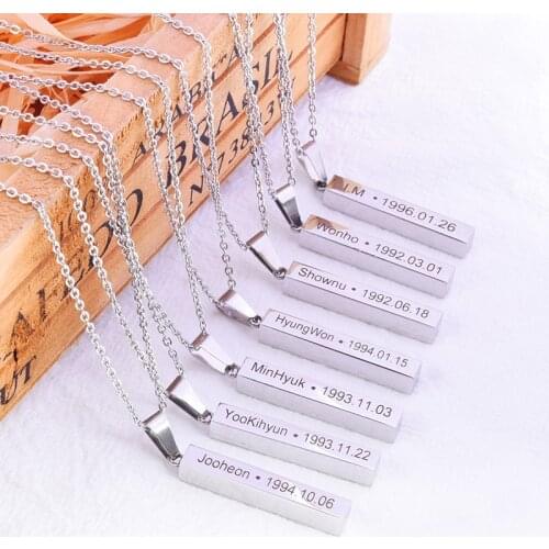 KPOP Monsta X Necklace IM JOOHEON WONHO HYUNGWON MINHYUK YOOKIHYUN SHOWNU Name Celebrity Inspired Aid Necklace Men Women New