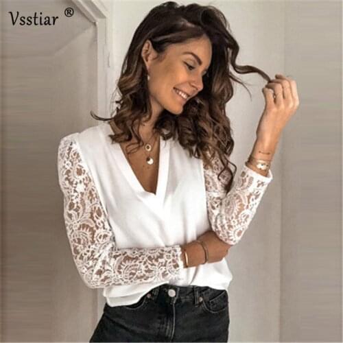 Sexy Party Lace Blouse Womens Long Sleeve Casual Plus Size Tops 2021 Summer V Neck Patchwork Solid Elegant Ladies Shirts
