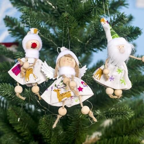 Merry Christmas Angel Plush Doll Pendant Christmas Tree Ornament Xmas Decorations for Home Decor New Year 2021 Children Gift