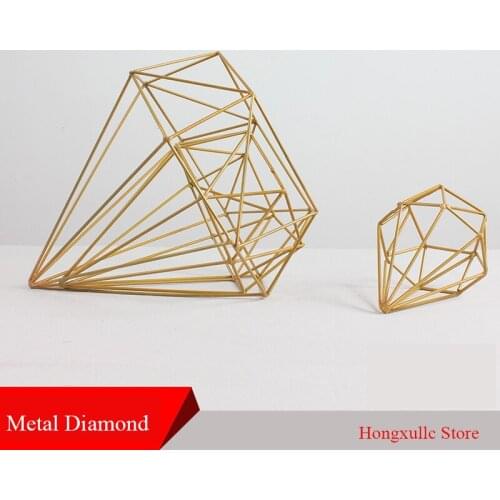 Golden Wrought Iron Diamond Ornaments T Platform Road Decoration Wedding Props Creative Geometry Hollow Wedding Stage Backdrops