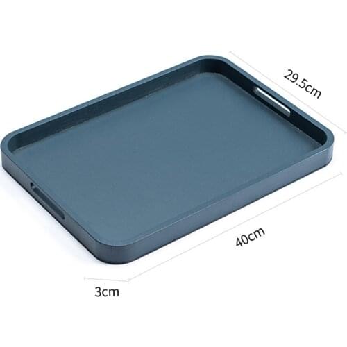 Simple Morandi color tea tray, light luxury Nordic style tea set tray, household rectangular bamboo wooden tray large