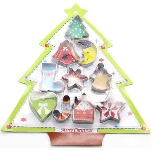 Christmas Candy Stainless Steel Tool Set Scenario Cookie Cutter DIY Cake Biscuit Mould Baking Decorating Tools Fondant Mold Set
