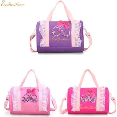 Pink/purple/rose Sequins Gymnastics Bags Ballet Dance Bag Girls Ballet Sports Dance Shoulder Bag Cavans Lace Handbag For Child