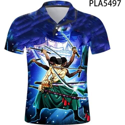 Polo Homme Comics One Piece Fashion Streetwear Casual Hombre Camisas De Polo Harajuku 3D Printed Shirts Short Sleeve Men Ropa