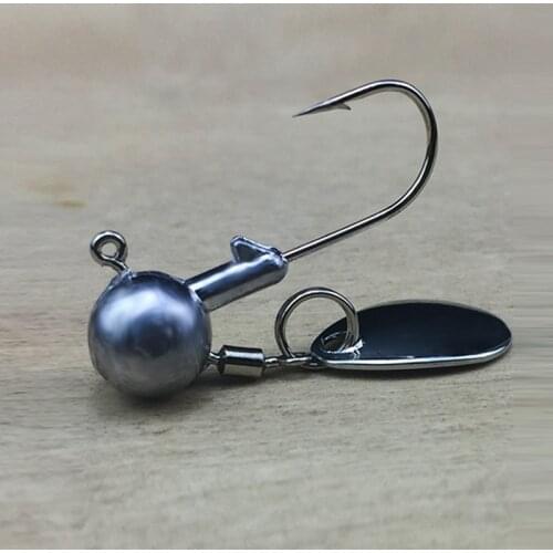 Fishing Round Shape Ball Jig Head Hook 2g 4g High Carbon Steel Hooks Jighead Weight with Rotation Ring Spoons