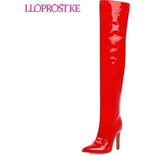 Lloprost ke High Heel Over The Knee Boots Women Thigh High Boots Ladies Winter Shoes Woman Botas Mujer Botas Femme Black H610