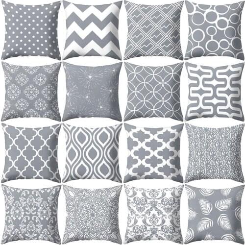 Gray Geometric Square Throw Pillow Protector Case Cushion Cover Bedding Articles Sofa Bed Pillow Case Pillow Cover Wholesale
