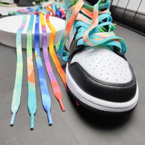 1Pair Tie-dyed shoelaces AF1 sneakers shoelace basketball shoes fashion personality color sports flat shoes lace rope wholesale
