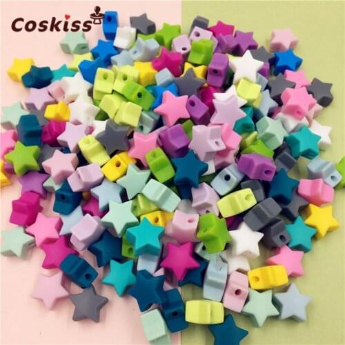 Silicone Beads Star Shape 100pcs 14mm Food Grade Teether BPA Free Ecofriendly Beads Bracelet Diy Jewelry Baby Teether