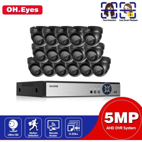 H.265 4CH 8CH 16CH 5MP Home Camera Security System Kit Outdoor IR Waterproof Video Surveillance CCTV System AHD HDMI Face Record