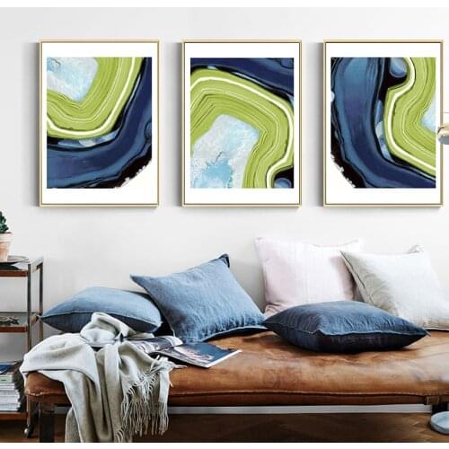 SURELIFE Abstract Blue Green Marble Canvas Paintings Wall Art Poster and Prints Pictures Gift for Living Room Home Decorative