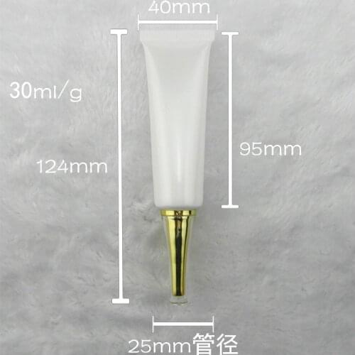 30ML Sunscreen scream Tube,30G peal white Cream Tube with gold acrylic cuspidal lid,Cosmetic 30ml eye cream soft container
