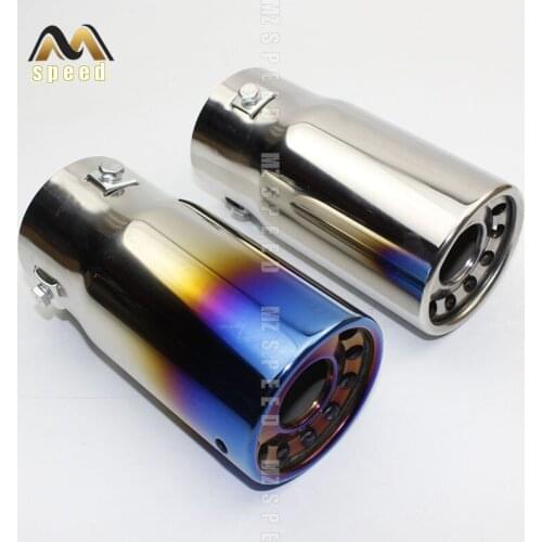 Universal Car Rear Round Exhaust Pipe Tail Chrome Stainless Steel Automobile Muffler Tip Replacement For Auto Acce