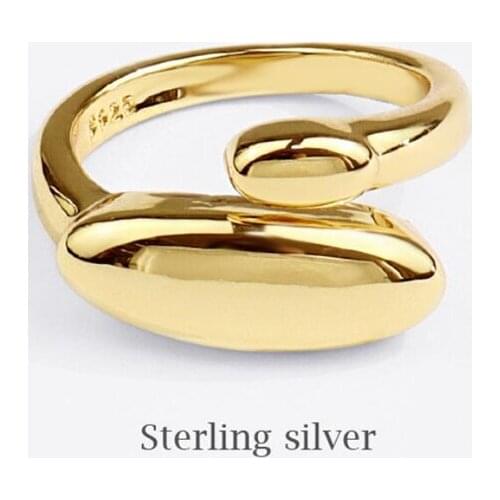 Sole Memory Hip Hop Geometry Simple Fashion 925 Sterling Silver Female Resizable Opening Rings SRI804