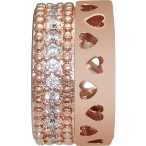 Authentic 925 Sterling Silver Rose Gold Clear CZ Round Charms Fits Europe Bracelets Women DIY Beads for Jewelry Making