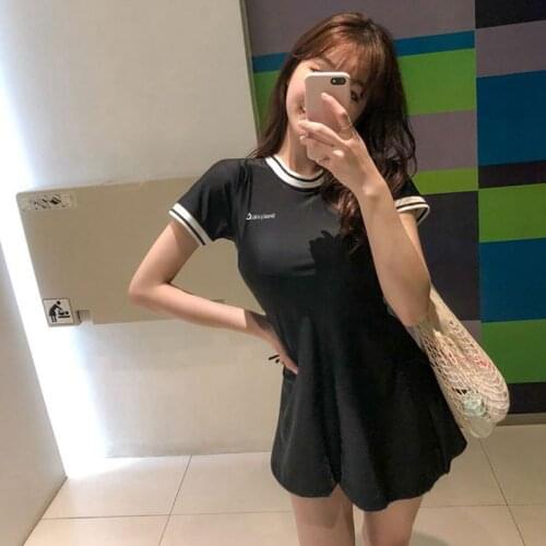 Women Sport Swimsuit Short Sleeves Solid Swimwear With Pants Two Pieces Tankini Set Beach Sports Wear For Women 2021 Newest