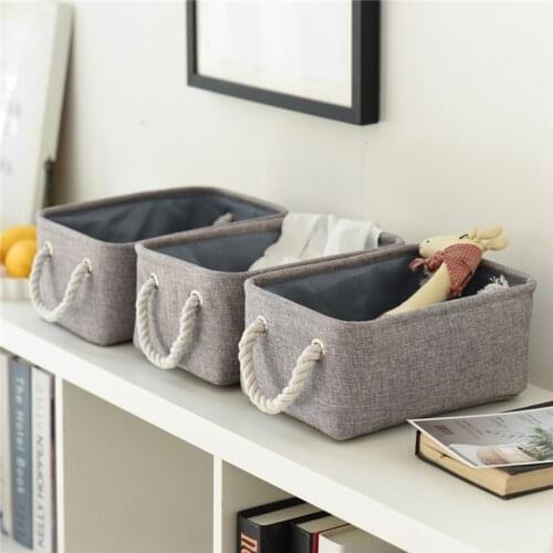 1PC Folding Linen Fabric Storage Baskets Clothes Storage Bag Organizer Kid Toys Storage Box Portable Laundry Basket with Handle
