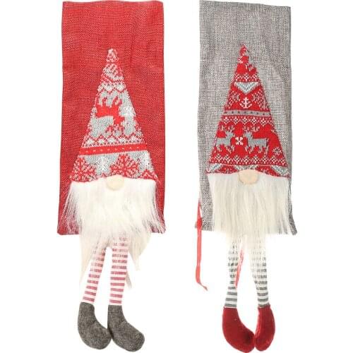 10 PCS Christmas Wine Bottle Cover with Plush Gnomes Gift Bag Xmas Table Ornaments New Year Dinner Party Decoration Wholesale XB