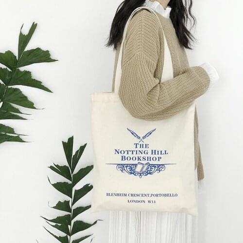 2021Women Canvas Shoulder Bag Notting Hill Bookshop Love Story Female Cotton Cloth Handbag Casual Tote Simple Eco Shopping Bags