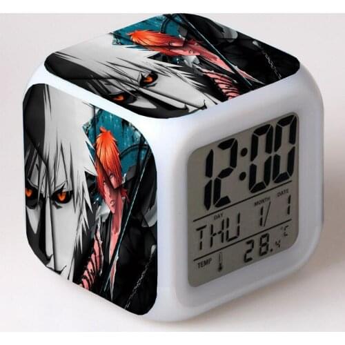 Anime Bleach Cartoon LED 7 Color Flash Digital Alarm Clocks Night Light Bedroom Desk Clock despertador Alarm-Clock