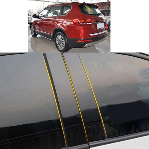 Car PC Material Pillar Post Cover Door Trim Window Piano Black Molding Sticker Plate Parts For Great Wall HAVAL H6 2011-2021