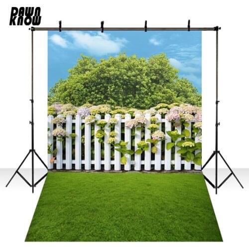 DAWNKNOW Flower Vine Photography Background Photocall Green Lawn Photo Shoot Wedding Backdrops Children Photo Studio lv1283