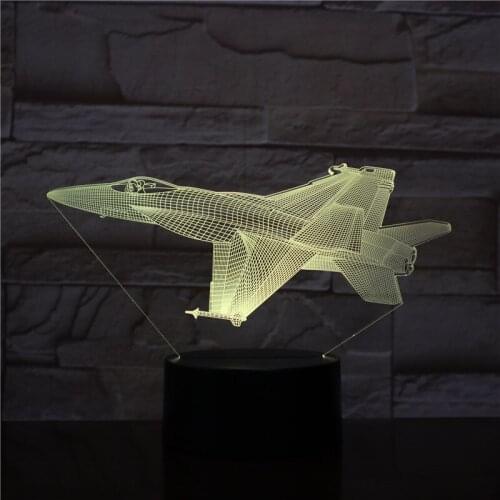 Kids Lamp Bedside Night Sensor Light 3D LED Nightlight Jet Aircraft Child Holiday Birthday Gifts Party Room Decor Bluetooth Base