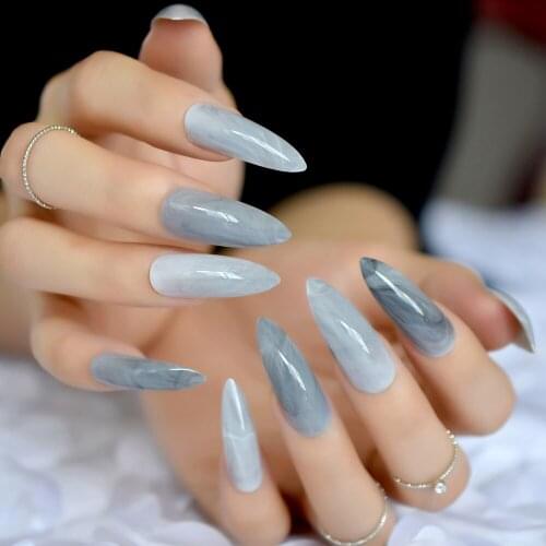 EchiQ Extra Long Stiletto Fake Jade Gels Tips Decoration Nails False Handnails Wholesale Fingernails Art Full Cover Nails