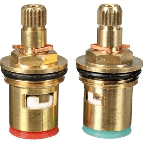 2 Pcs Faucet Cartridge 1/2" Water Mixer Inner Tap BSP Brass Ceramic Disc Valve Left/Right Quarter Turn Cartridges Accessories