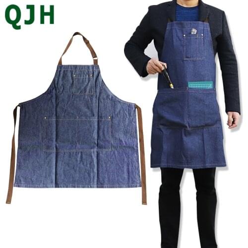 DIY leather craft work apron kitchen apron ladies mens apron chef barbecue restaurant bar shop cafe beauty nail studio uniform