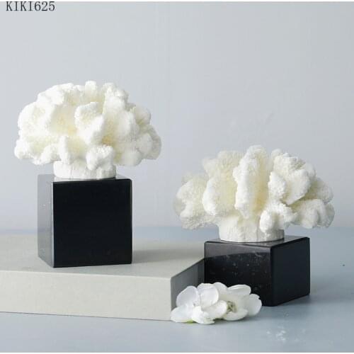 Creative White Resin Coral Marble Base Handicraft Book Countertop Decoration Abstract Coral Art Decoration Modern Birthday Gift