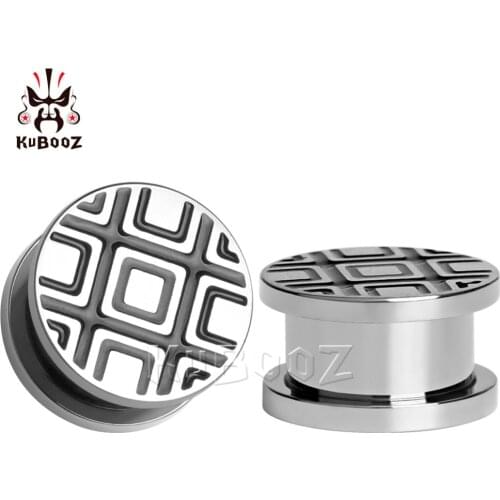 KUBOOZ Stainless steel solid Party line stripes ear plugs piercing tunnels body jewelry expander pair selling gauges