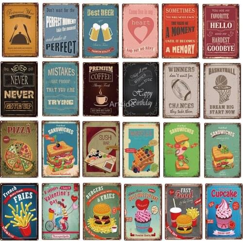 NEVER GIVE UP Metal Sign Bar Wall Decoration Food Coffee Tin Sign Vintage Home Decor Painting Plaques Art Poster