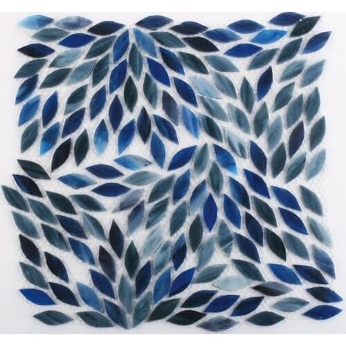 Leaf Shape Blue Art Stained Glass Mosaic