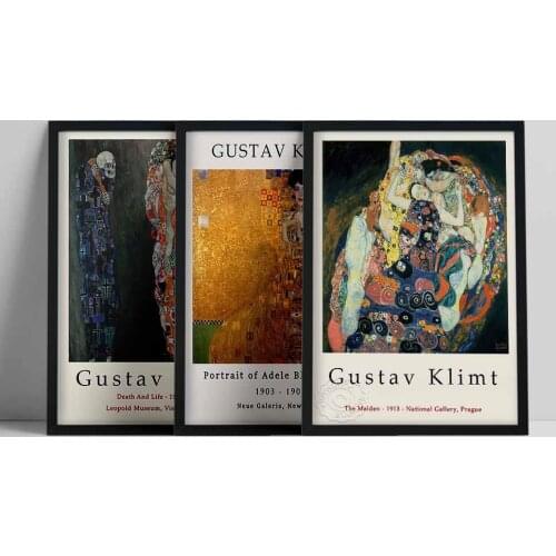 Death And Life Gustav Klimt The Maiden Wall Art Canvas Scandinavian Posters and Prints Modern Wall Art Pictures for Living Room