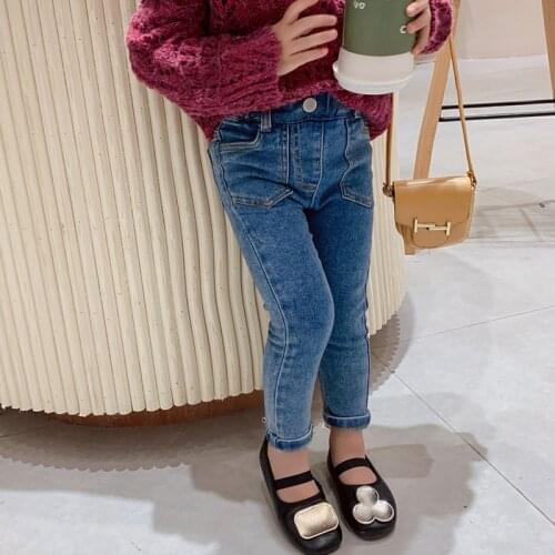 2020 new spring item girl elastic jeans pant denimn trousers