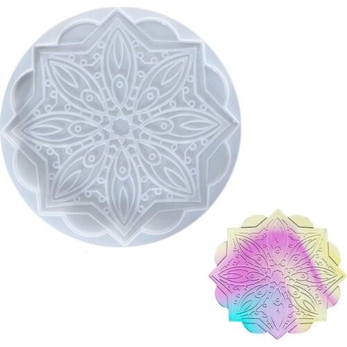 Mandala Flower Coaster Mold Silicone Cup Holder Mold For Epoxy Resin Mold For DIY Making Slices Coaster Form Mould Home Decor