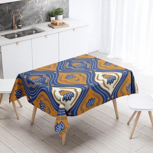 Rectangular Anti-stain Tablecloth for Table Cloth Cover Decoration Bohemian Art Blue Waterproof Oilcloth Dining Kitchen Decor