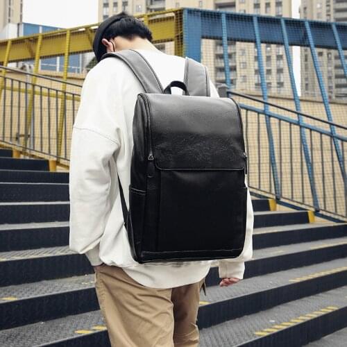 Soft Leather PU Backpack for Couples Men Women Waterproof Travel Bag Organizer Casual Student School Datpack Business Laptop Bag