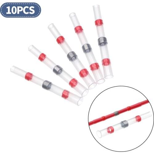 10PCS Solder Seal Wire Connectors Heat Shrink Butt Connectors Electrical Wire Terminals Marine Insulated Butt Splices 4 Color