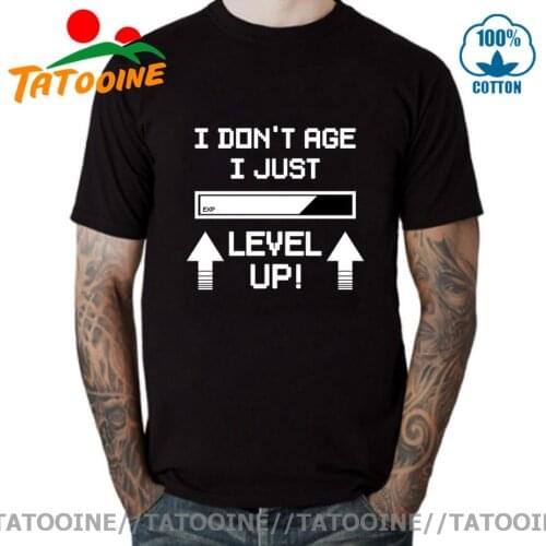 Tatooine I Don't Age I Just Level Up T shirt men Funny Spoon Gamer T-shirt Best gaming Gift for Gamer tee shirt Youth Game shirt