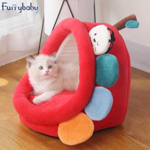 Warm Cats Bed Cute Cats House Kitten Lounger Cushion for Small Pet Sleep Tent Washable Cat Sleeping Bag Soft Dogs Basket Cave